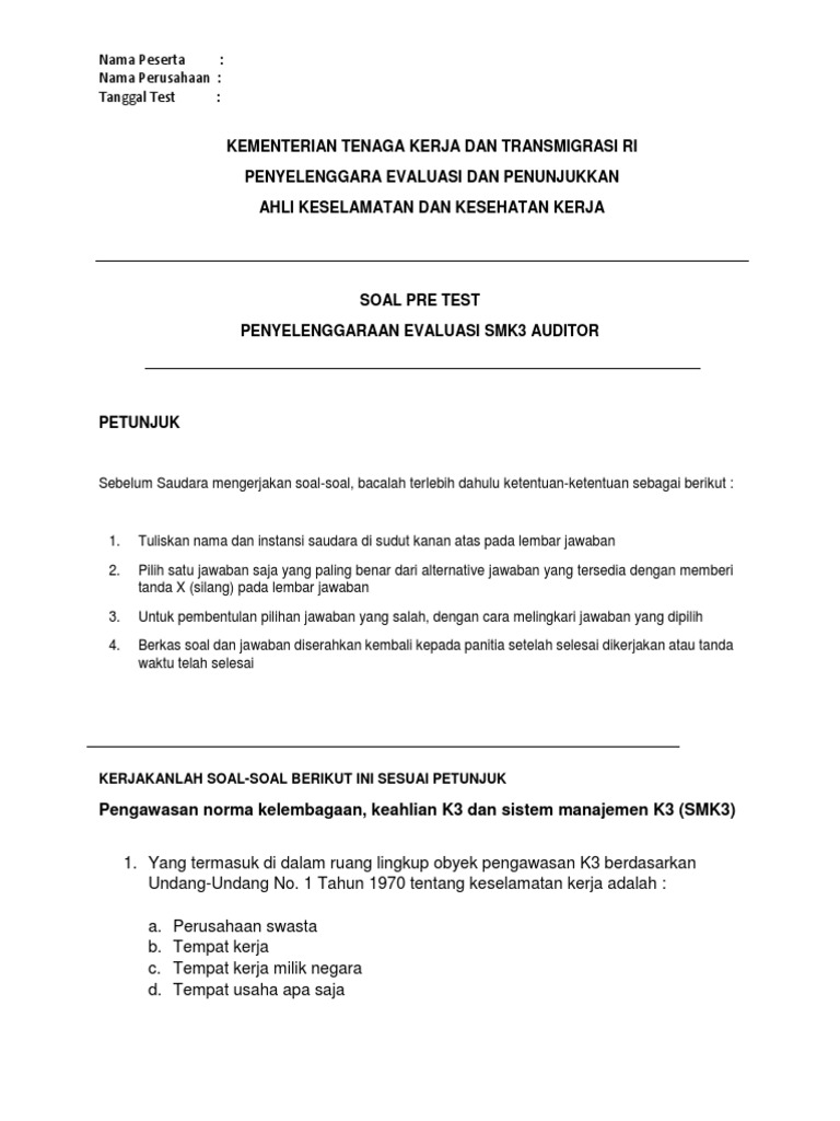 Soal Soal Smk3