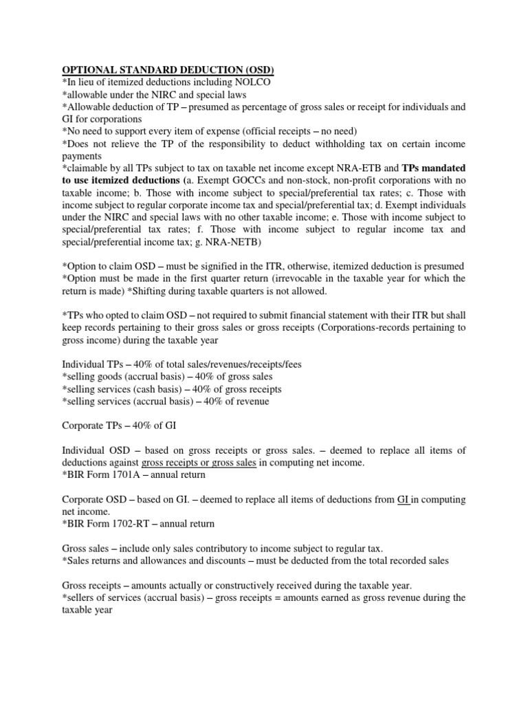 Optional Standard Deduction PDF Tax Tax Deduction