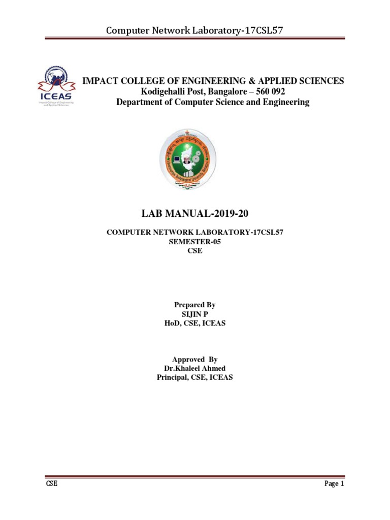 VTU5 SEM CSE COMPUTER NETWORKS LAB MANUAL17CSL57SIJIN P Port