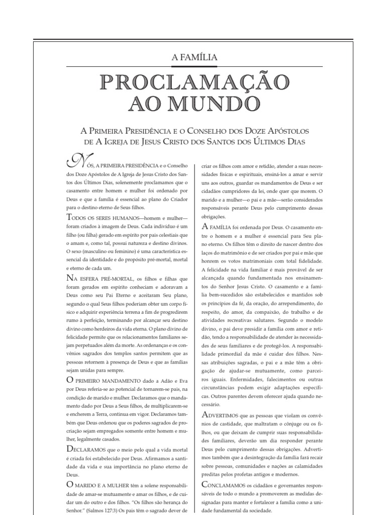 A Família, Proclamação Ao Mundo PDF