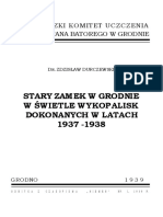 Durczewski Z Stary Zamek W Grodnie W Świetle Wykopalisk Dokonanych W Latach 1937-1938 Niemna 1 1939 Grodno