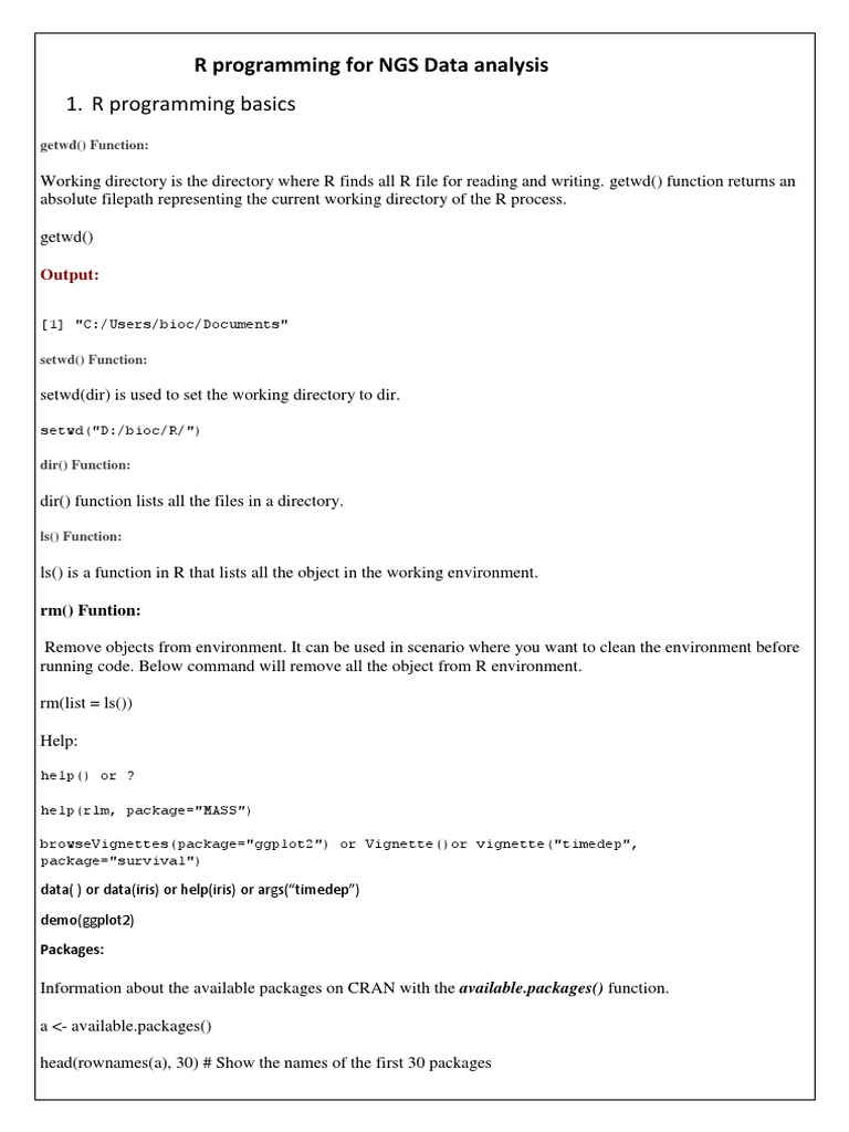 R Programming For NGS Data Analysis | PDF | R (Programming Language ...