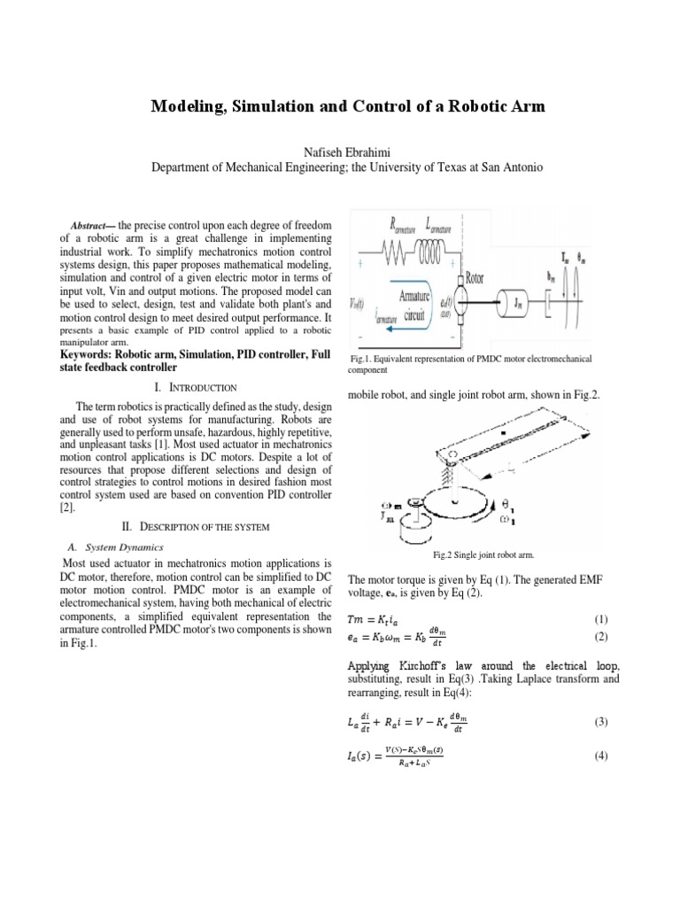PD Controller Design for Robotic Arm | PDF | Control Theory | Electric ...