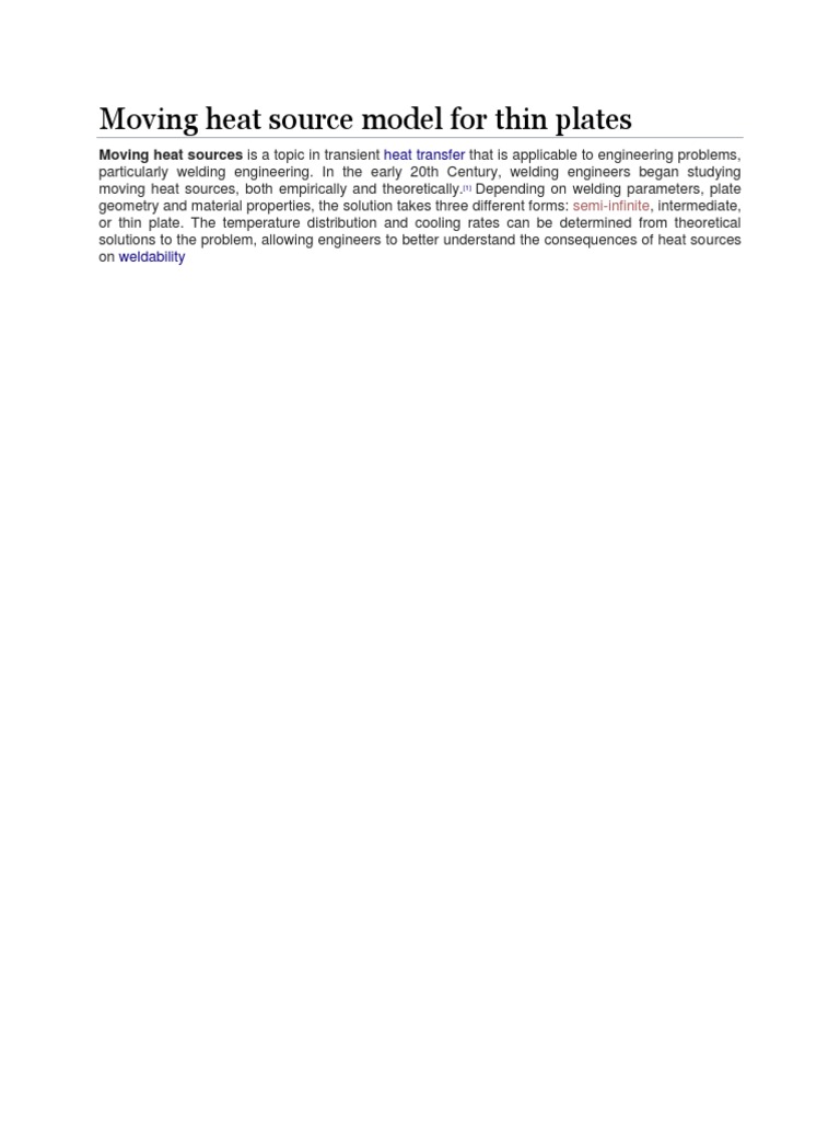 Moving Heat Source in Thin Plates | PDF