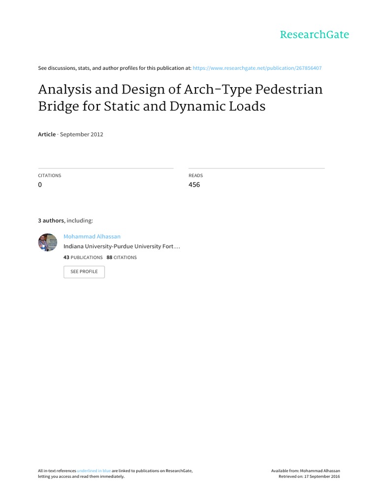 Analysis and Design of Arch-Type Pedestrian Bridge PDF | PDF ...