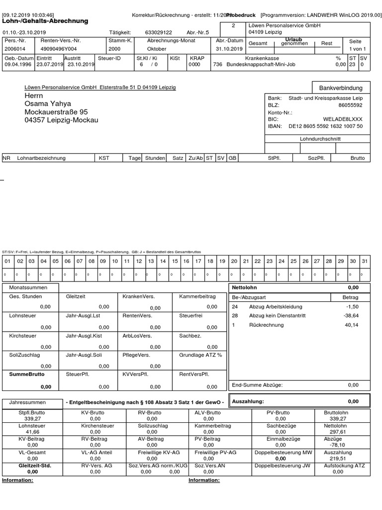 Lohnschein Okt RR Yahya PDF | PDF