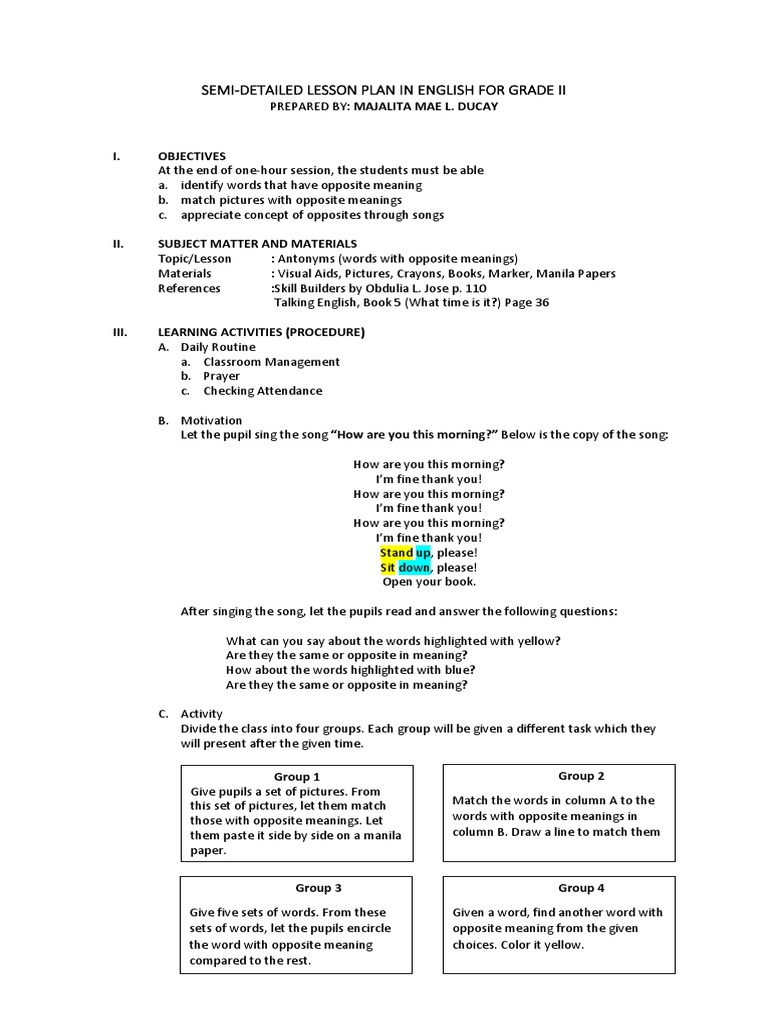 SEMI Detailed Lesson Plan | PDF | Lesson Plan | Pedagogy
