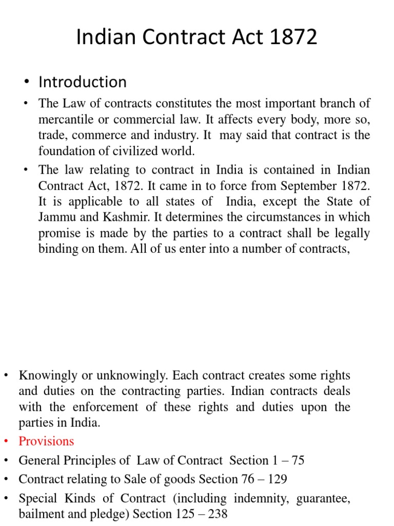 Indian Contract Act 1872 | PDF | Guarantee | Law Of Obligations