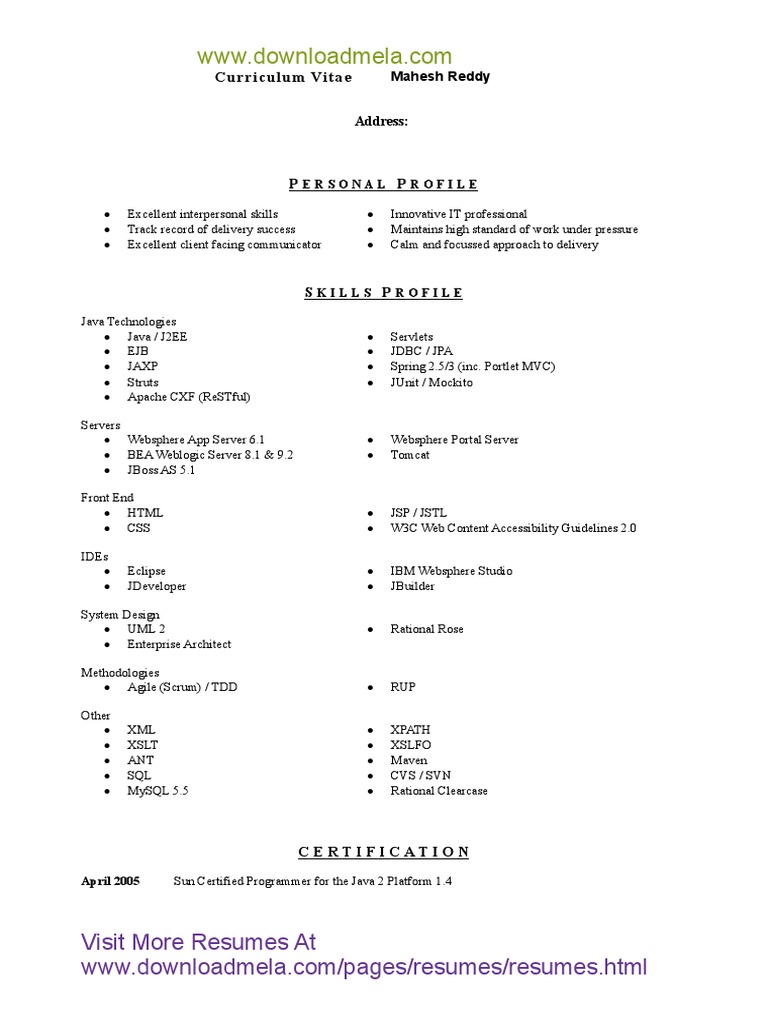 Senior Java Developer Resume | PDF | Java Server Pages | Java Platform