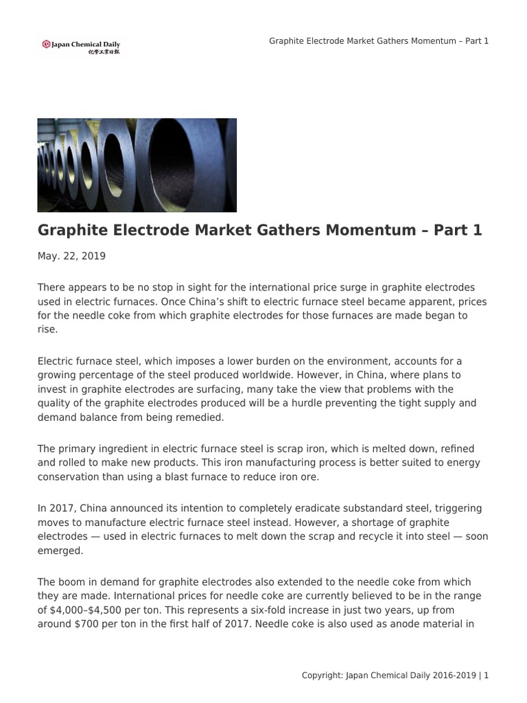 Graphite Electrode Market Gathers Momentum Part 1 PDF Graphite