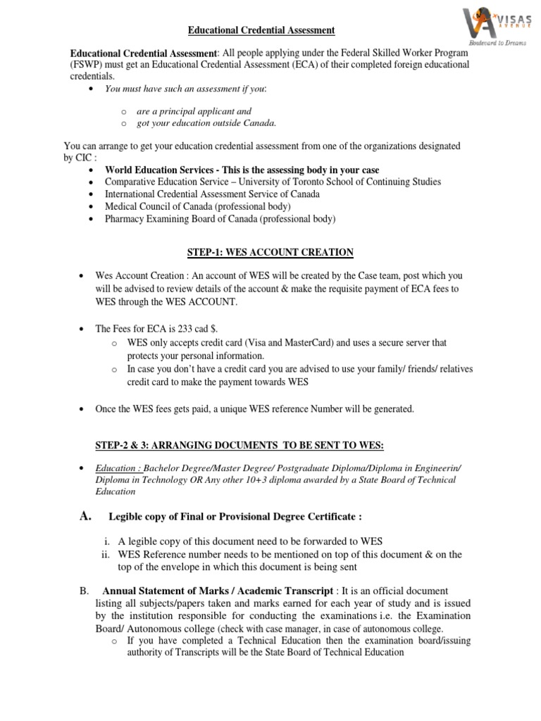WES Checklist PDF | Download Free PDF | Bachelor's Degree | Diploma