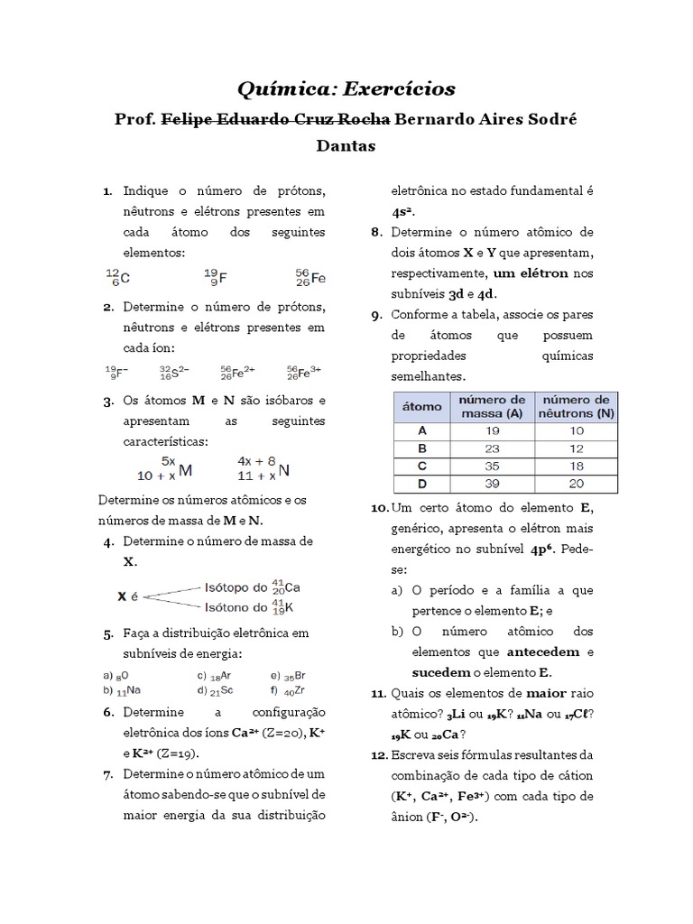Exercícios Resolvidos de Química | PDF | Sal (Química) | Moléculas