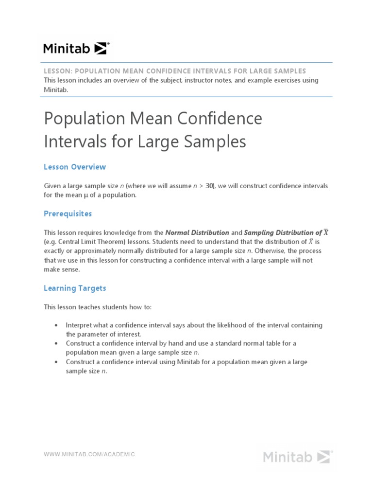 Large Sample Confidence Intervals | PDF | Confidence Interval | Normal ...