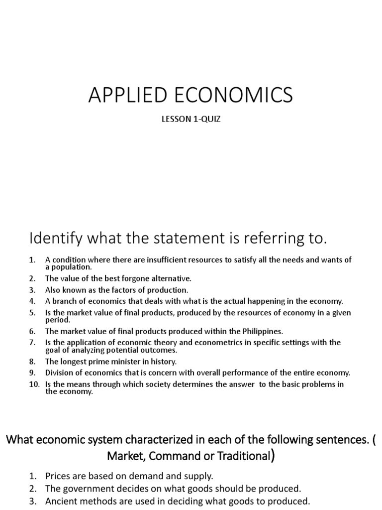 Lesson Quiz 2 1 Economic Systems And Decision Making