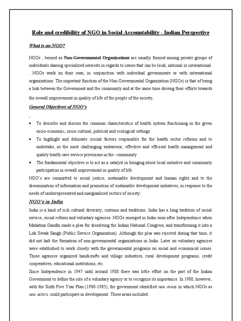 NGO Contributions to Community Development | PDF | Non Governmental ...