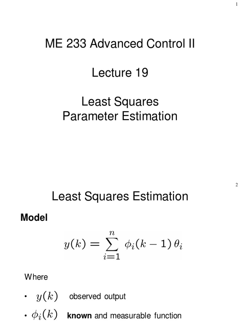 Least Squares Parameter Estimation Techniques | PDF | Least Squares ...