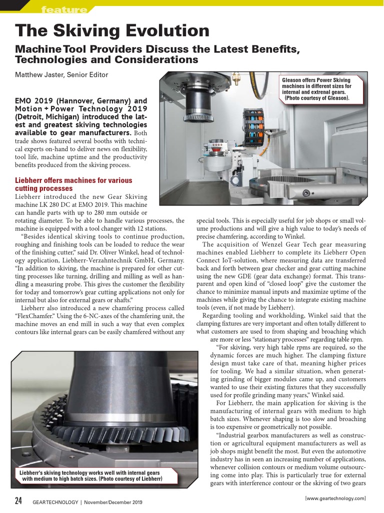 Gear Skiving Evolution PDF Business Process Metalworking