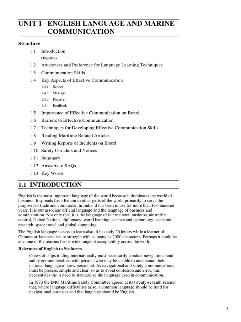 English Language and Marine Communication | PDF | Vocabulary ...
