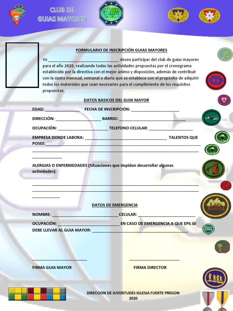 Formulario de Inscripcion Guias Mayores | PDF