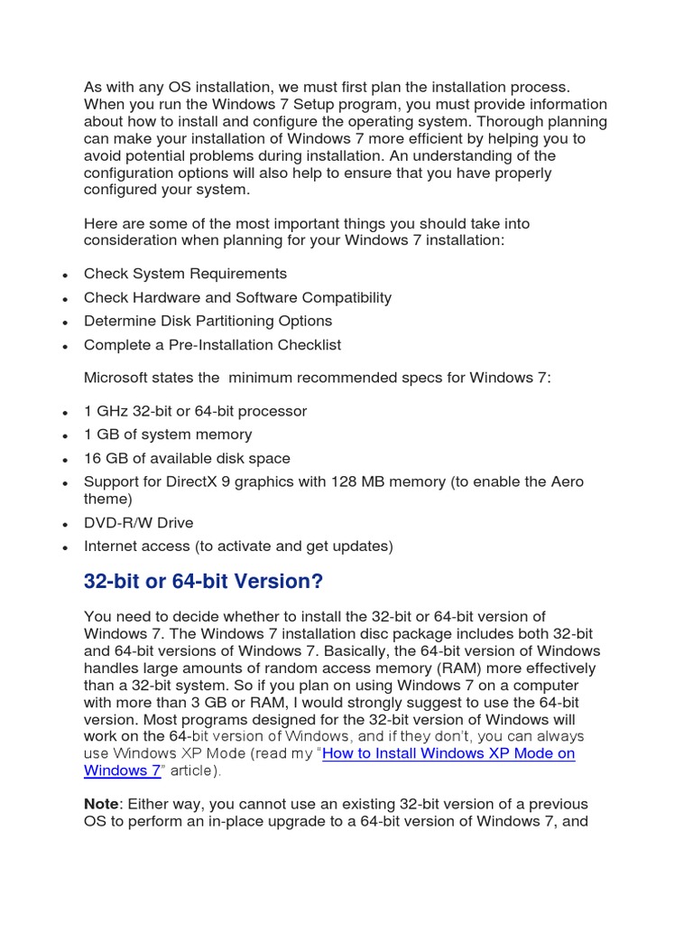 Step-by-Step Windows 7 Installation Guide | PDF | 64 Bit Computing ...
