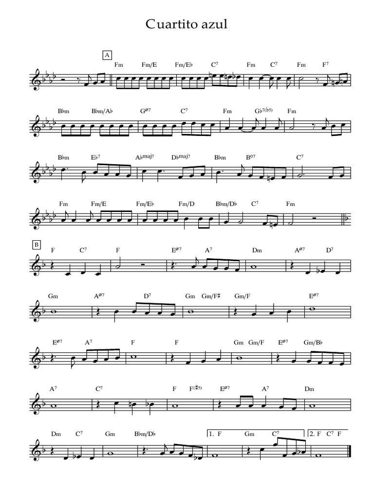 Cuartito Azul (Cifrado y Melodia) - Partitura Completa | PDF