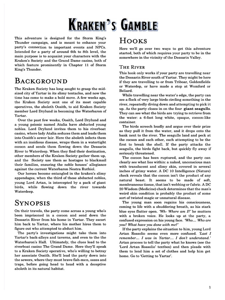 Kraken Gamble PDF