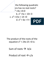 Which of The Following Quadratic Equations Has No