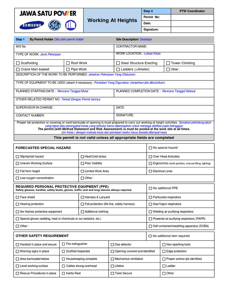 Working at Heights Safety Permit Guide | PDF | Personal Protective ...