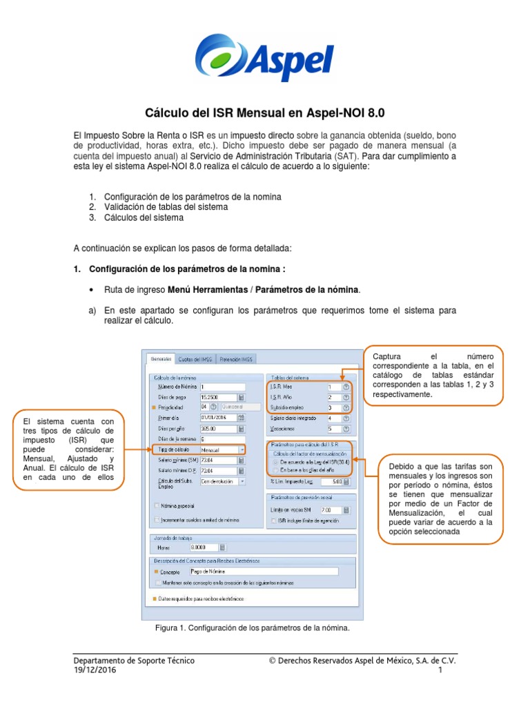 Cálculo Mensual Del ISR en Aspel NOI 8 0 PDF Impuesto sobre la