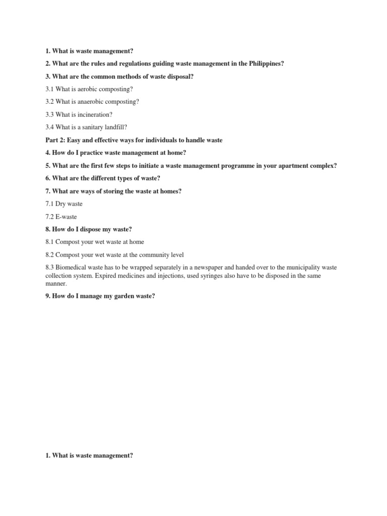 Waste Management FAQS PDF Waste Management Landfill