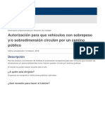 Autorización para Que Vehículos Con Sobrepeso y - o Sobredimensión Circulen Por Un Camino Público