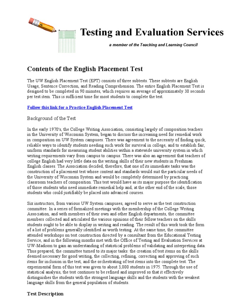 essay writing examples for placement test