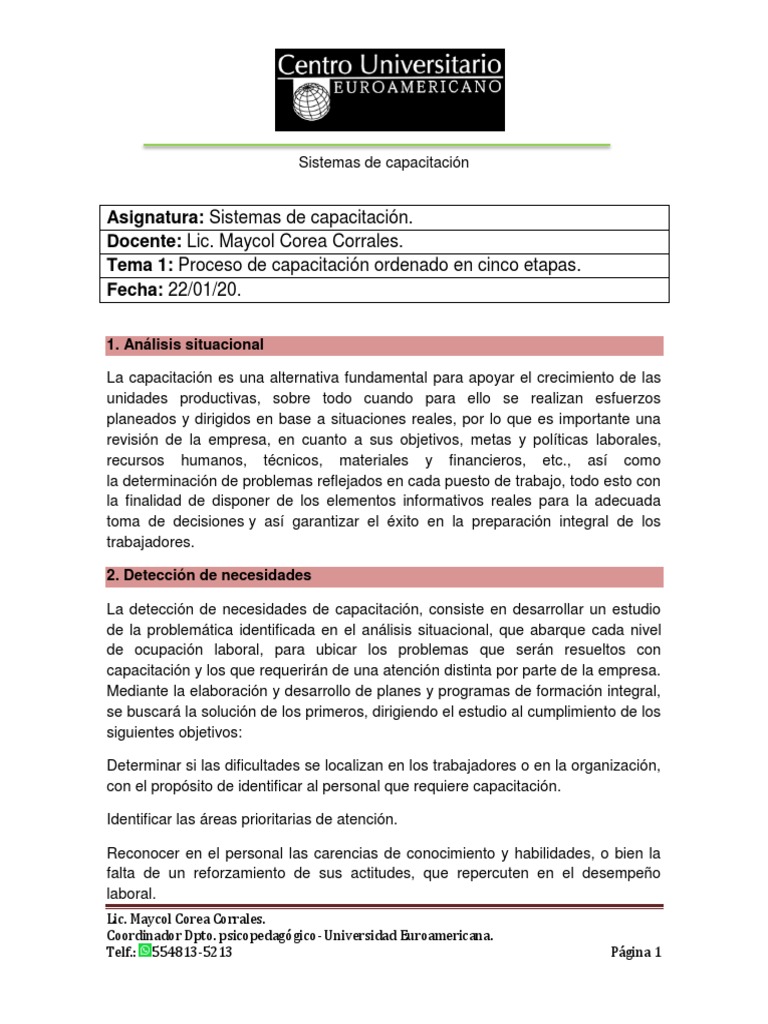 Proceso de Capacitación en 5 Etapas | PDF | Planificación | Evaluación