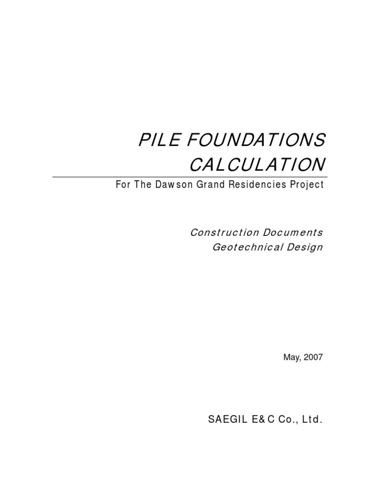 Bored Pile Calculation | PDF | Deep Foundation | Concrete