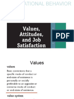 Values, Attitudes and Job Satisfaction