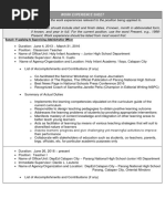 CS Form No. 212 Attachment - Work Experience Sheet