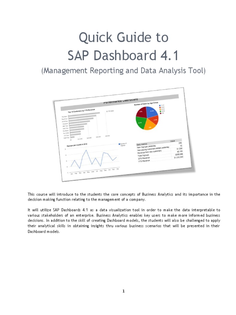 SAP Dashboard 4.1 Overview Guide | PDF | Spreadsheet | Analytics