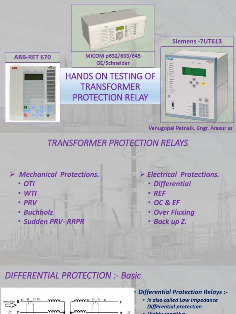 Transformer Protection Relay Testing Guide | PDF | Transformer ...