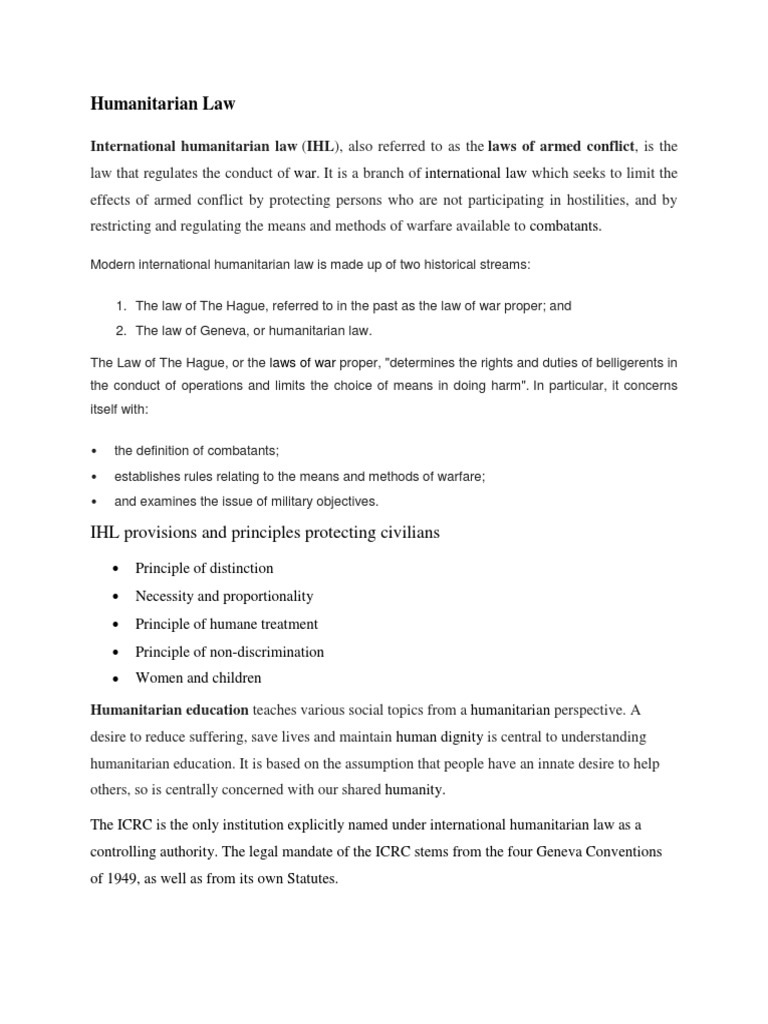 Humanitarian Law | PDF | International Humanitarian Law | International Law