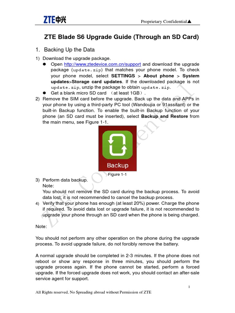ZTE Blade S6 Upgrade Instructions | PDF | Backup | Zip (File Format)