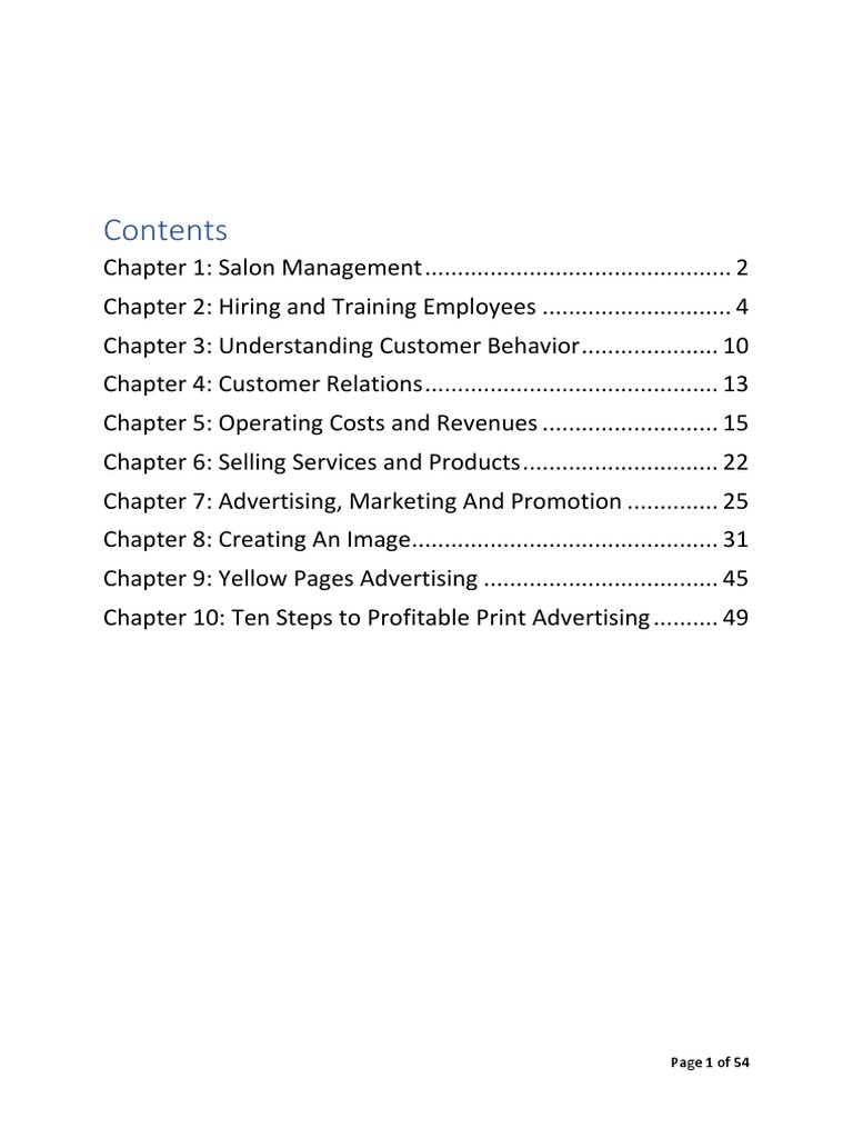 Salon Management - 10 Chapters PDF | PDF | Retail | Sales