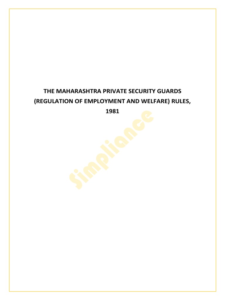 Maharashtra Security Guards Rules 1981 | PDF | Security Guard | Bill (Law)