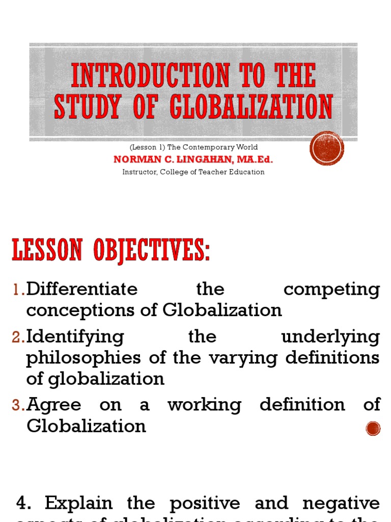 Lesson 1introduction To The Study Of Globalization Pdf Market
