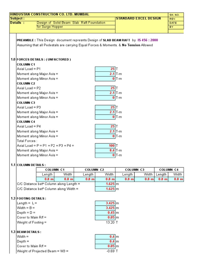 Slab Raft Foundation | PDF | Beam (Structure) | Column