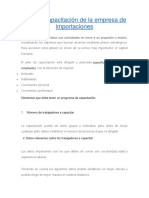 Plan de capacitación de la empresa de importaciones