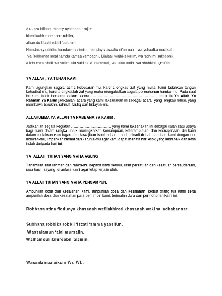 Doa Pembuka Acara Resmi | PDF