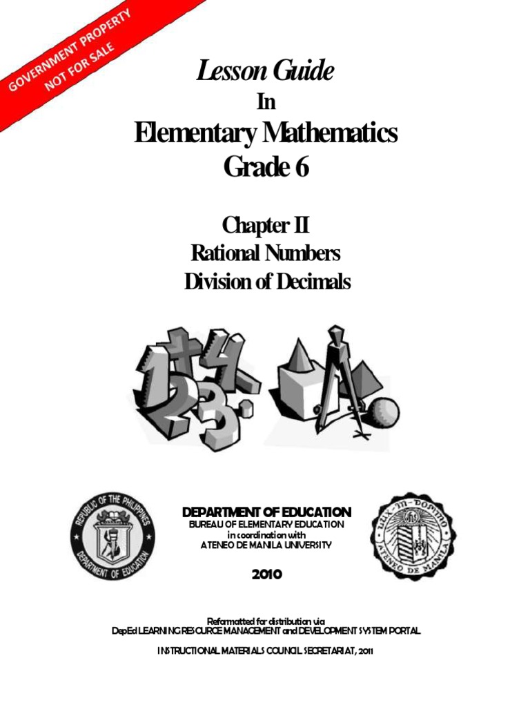 Grade 6 Lesson Guide Math Book 5 | PDF | Division (Mathematics ...