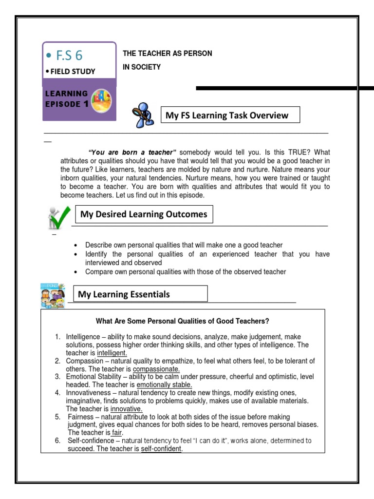 Field Study 6 | PDF | Philosophy Of Education | Learning