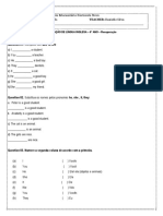 Avaliação 6 ANO INGLES Recuperação