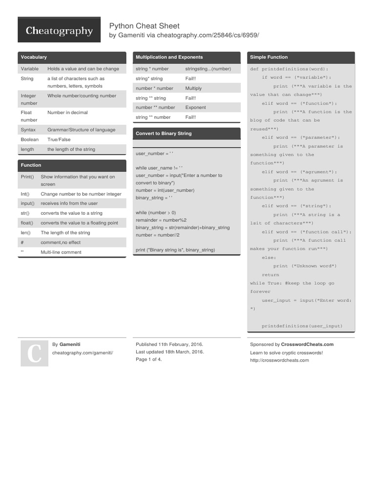 Game Python PDF | PDF | Parameter (Computer Programming) | String ...